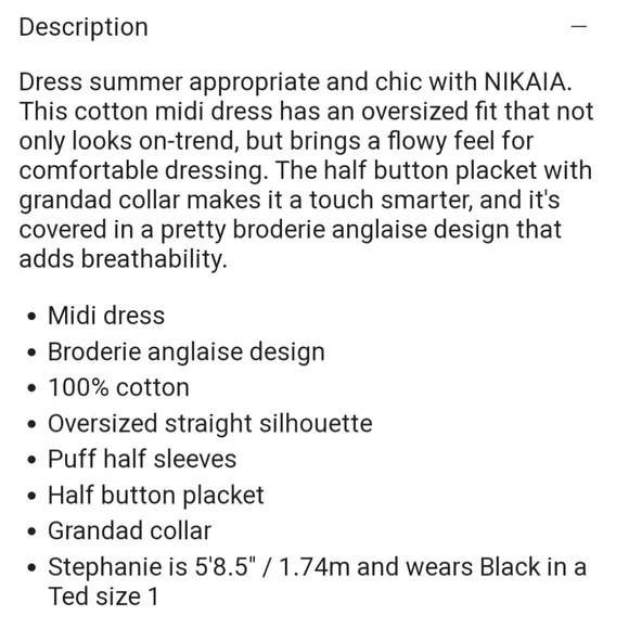 Ted Baker midi dress women's 4 black 100% cotton broderie relaxed fit new $395 - Picture 5 of 14